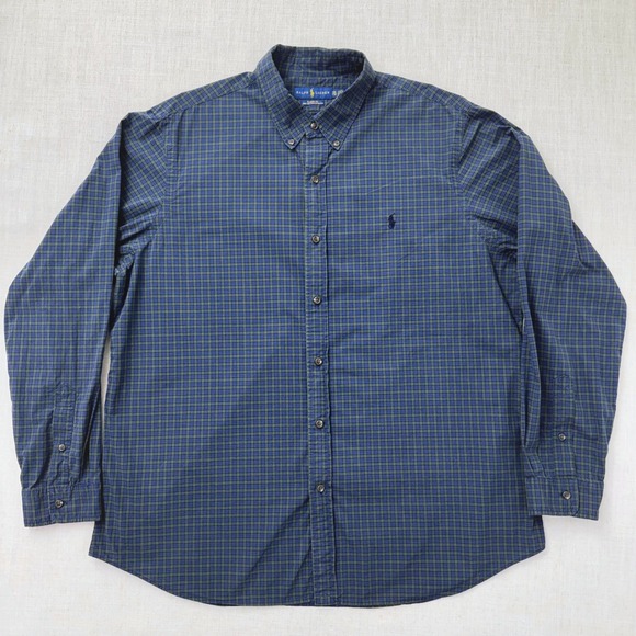 Ralph Lauren Other - Ralph Lauren Mens XL Blue Green Plaid Cotton Button Down Shirt Pony Logo